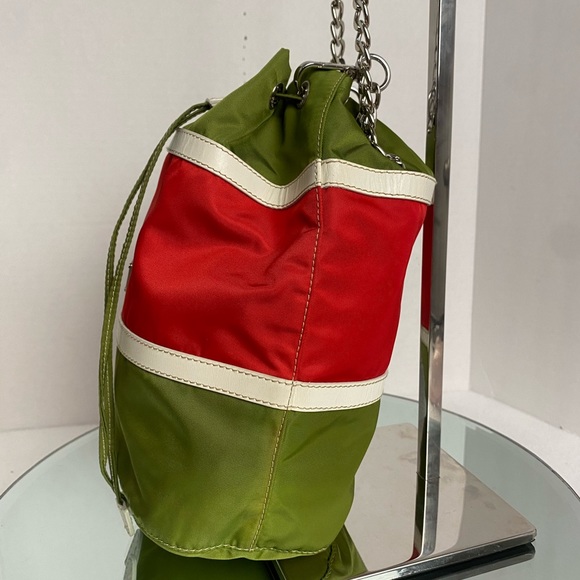 PRADA TESSUTO NYLON MINI DRAWSTRING BAG WITH CROSSBODY CHAIN - Picture 4 of 15